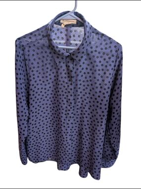 BCBGeneration Purple Long-Sleeve Shirt with Black Polka Dots